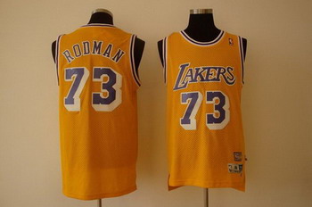 Los Angeles Lakers 73 RODMAN yellow SWINGMAN jerseys