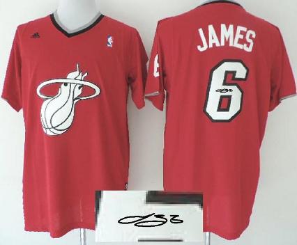 Miami Heat 6 Lebron James Red Revolution 30 Swingman NBA Jersey 2013 Christmas Style Signed Cheap