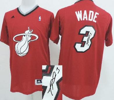 Miami Heat 3 Dwyane Wade Red Revolution 30 Swingman NBA Jersey 2013 Christmas Style Signed Cheap