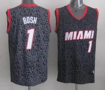 Miami Heat 1 Chris Bosh Black Leopard Grain NBA Jersey Cheap