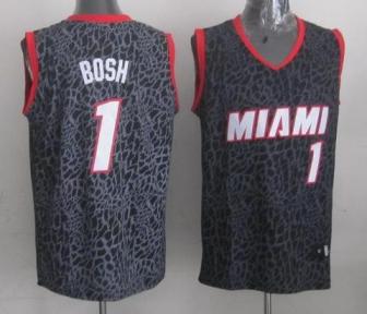 Miami Heat 1 Chris Bosh Black Leopard Grain NBA Jersey