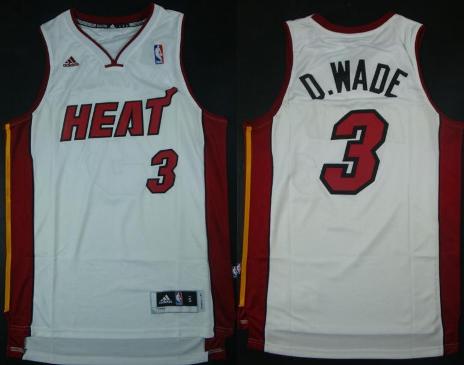 Miami Heat 3 Dwyane Wade D.WADE Nickname White Revolution 30 Swingman NBA Jerseys