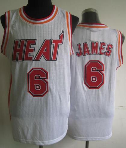 Miami Heat 6 LeBron James White Hardwood Classics Revolution 30 NBA Jerseys Cheap