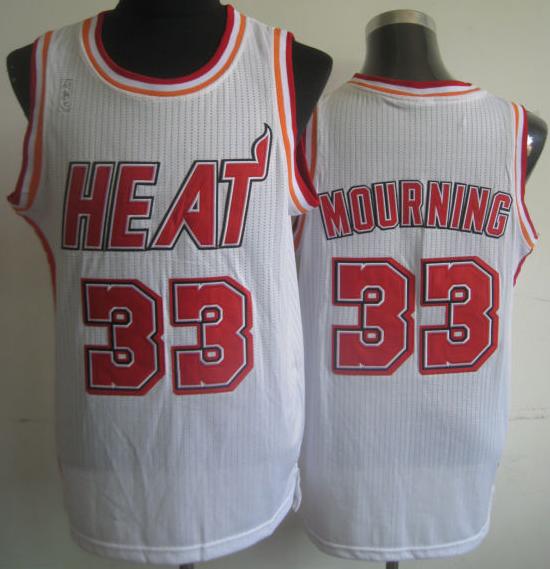 Miami Heat 33 Alonzo Mourning White Hardwood Classics Revolution 30 NBA Jerseys Cheap