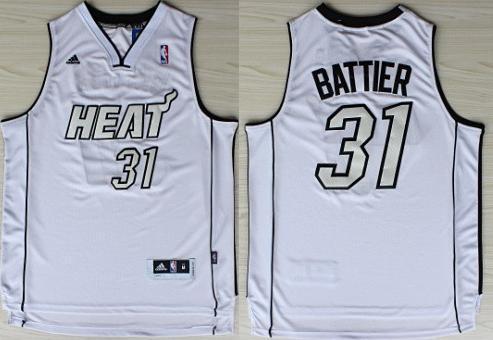 Miami Heat 31 Shane Battier White Revolution 30 Swingman NBA Jerseys Silver Number Cheap