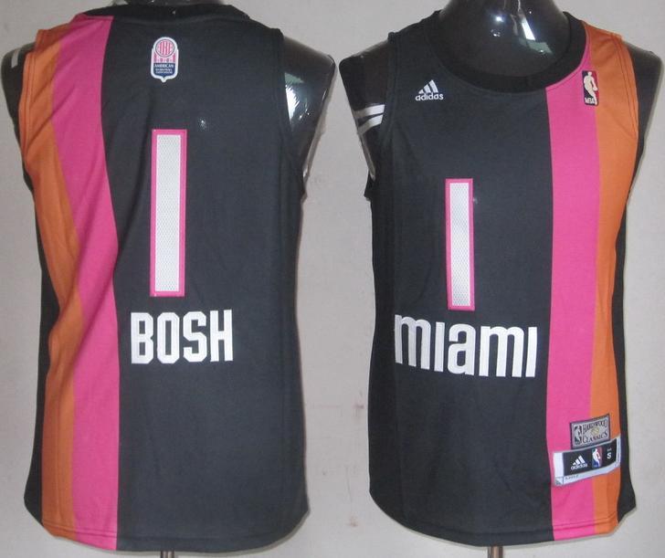 Miami Heat 1 Chris Bosh Black ABA Hardwood Classic Swingman Jersey