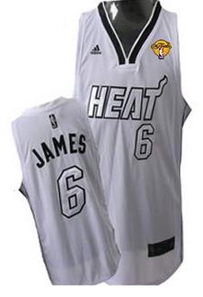 Miami Heat 6 LeBron James White Silver Number Revolution 30 Swingman NBA Jerseys With 2013 Finals Patch Cheap