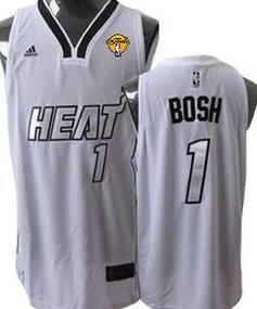 Miami Heat 1 Chris Bosh White Silver Number Revolution 30 Swingman NBA Jerseys With 2013 Finals Patch Cheap