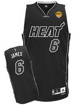 Miami Heat 6 LeBron James Black Shadow Revolution 30 Swingman NBA Jerseys With 2013 Finals Patch Cheap
