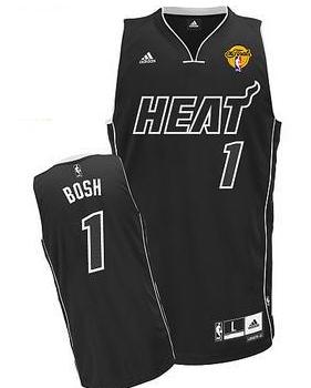 Miami Heat 1 Chris Bosh Black Shadow Revolution 30 Swingman NBA Jerseys With 2013 Finals Patch Cheap