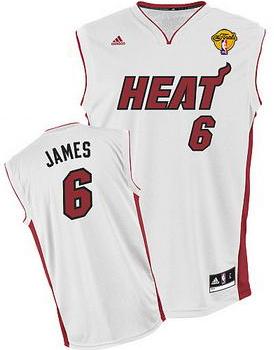Miami Heat 6 LeBron James White Revolution 30 Swingman NBA Jerseys With 2013 Finals Patch Cheap