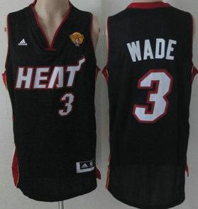 Miami Heat 3 Dwyane Wade Black Revolution 30 Swingman NBA Jerseys With 2013 Finals Patch Cheap
