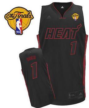 Miami Heat 1 Chris Bosh Black NBA Jerseys With 2013 Finals Patch Black Red Number Cheap