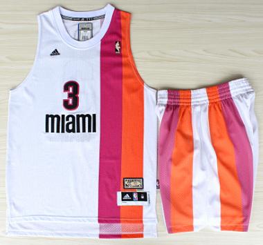 Miami Floridians Heat 3 Dwyane Wade ABA Hardwood Classic Swingman Jerseys Shorts NBA Suits Cheap