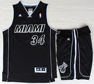 Miami Heat 34 Ray Allen Black With White Shadow Revolution 30 Jerseys Shorts NBA Suits Cheap
