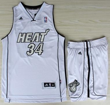Miami Heat 34 Ray Allen White Silver Number Revolution 30 Jerseys Shorts NBA Suits Cheap