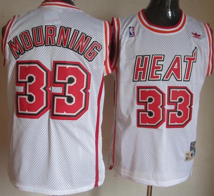 Miami Heat 33 Alonzo Mourning White Soul Swingman Throwback NBA Jerseys