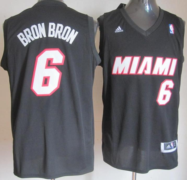 Miami Heat 6 LeBron James Black Bron Bron Fashion Swingman NBA Jerseys Cheap
