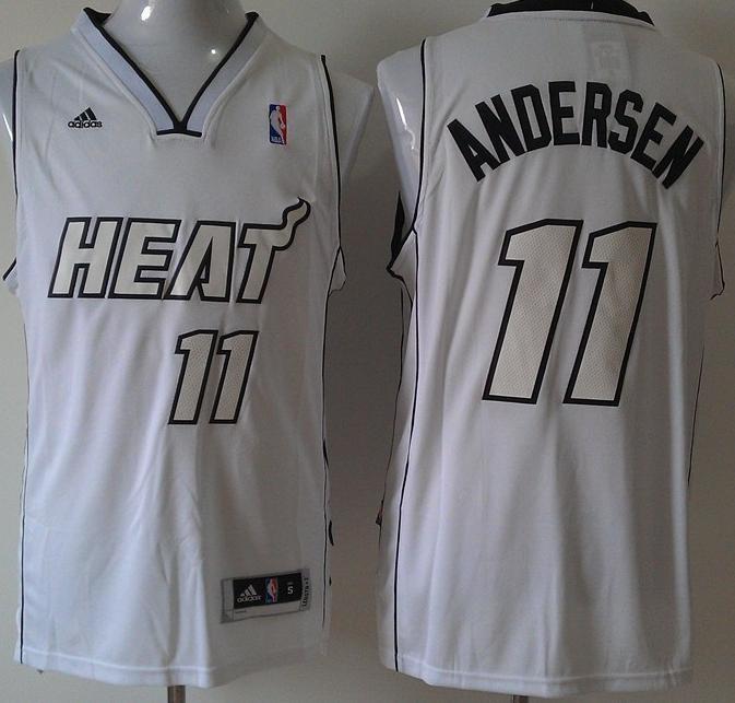 Miami Heat 11 Chris Andersen White Revolution 30 Swingman NBA Basketball Jerseys Silver Number