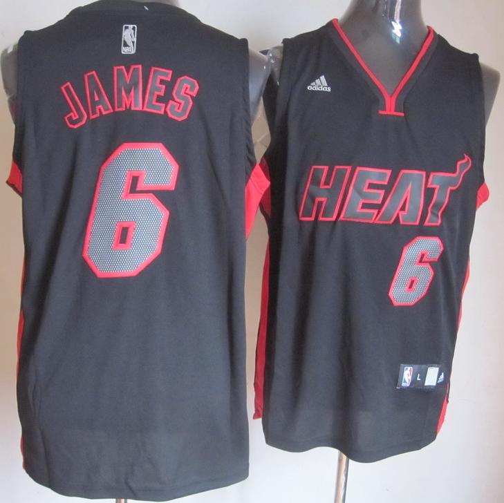 Miami Heat 6 LeBron James Black Red Fashion Revolution 30 Swingman NBA Basketball Jerseys Cheap