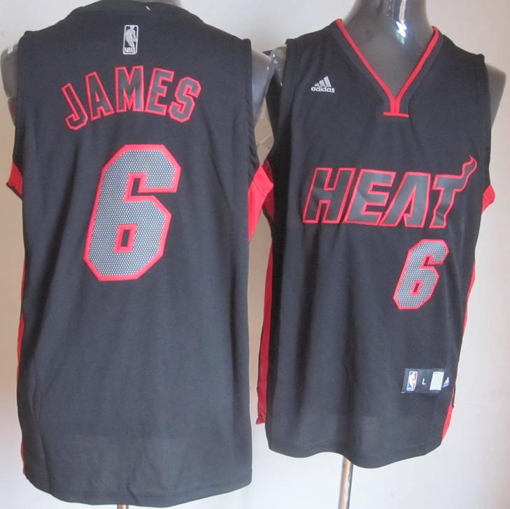 Miami Heat 6 LeBron James Black Red Fashion Revolution 30 Swingman NBA Basketball Jerseys