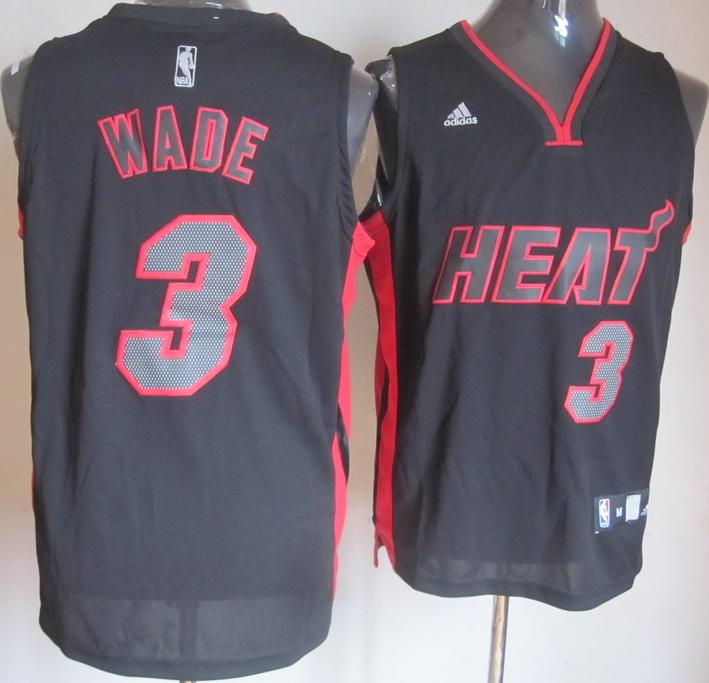 Miami Heat 3 Dwyane Wade Black Red Fashion Revolution 30 Swingman NBA Basketball Jerseys