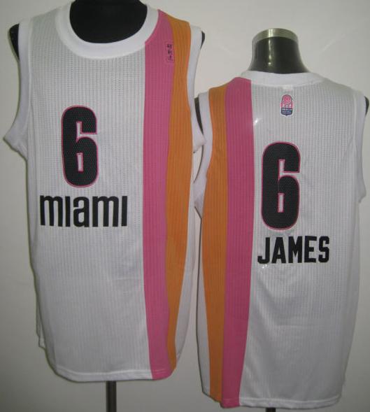 Miami Heat 6 LeBron James White ABA Hardwood Classics Revolution 30 NBA Jerseys Cheap