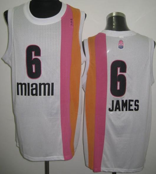 Miami Heat 6 LeBron James White ABA Hardwood Classics Revolution 30 NBA Jerseys