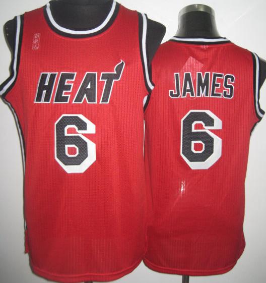 Miami Heat 6 LeBron James Red Hardwood Classics Revolution 30 NBA Jerseys