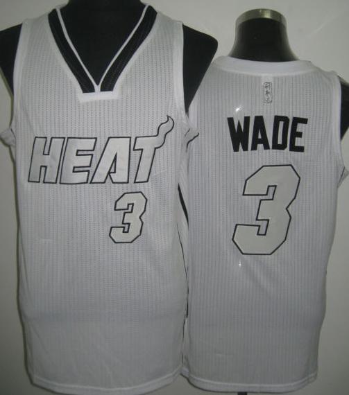 Miami Heat 3 Dwyane Wade White Revolution 30 NBA Jerseys Silver Number