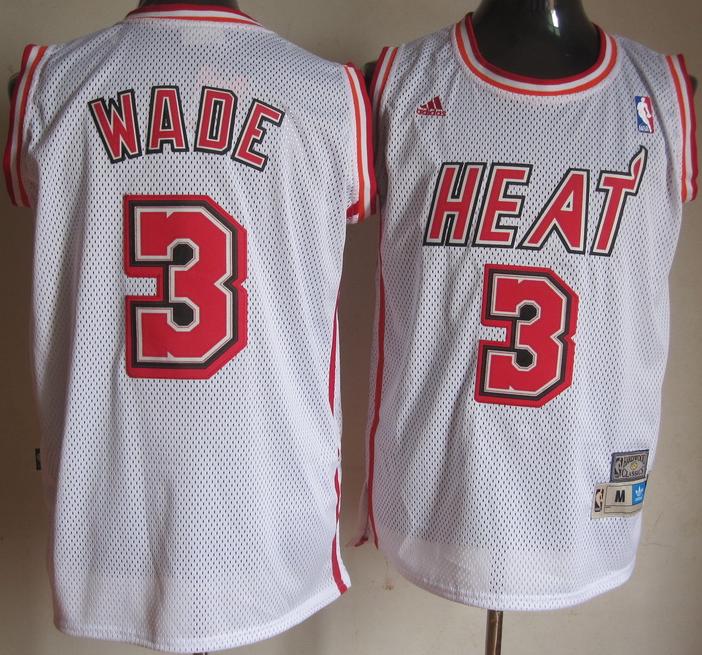 Miami Heat 3 Dwyane Wade White Hardwood Classics NBA Jerseys Cheap