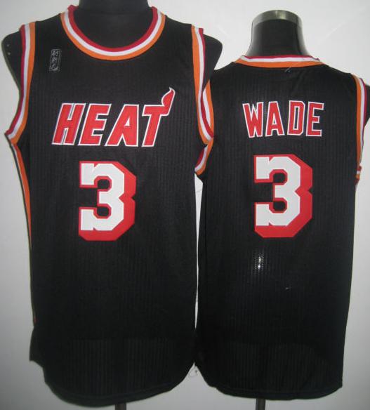 Miami Heat 3 Dwyane Wade Black Hardwood Classics Revolution 30 NBA Jerseys