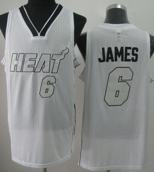 Miami Heat 6 LeBron James White Revolution 30 NBA Jerseys Silver Number Cheap