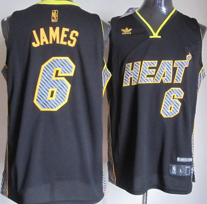 Miami Heat 6 LeBron James Black Electricity Fashion Revolution 30 Swingman NBA Jerseys