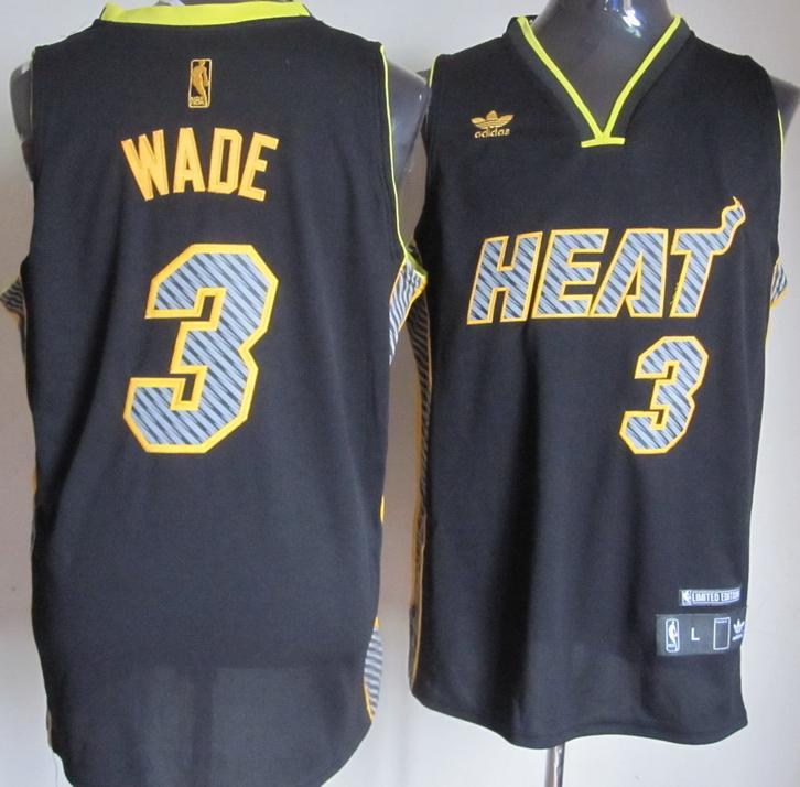 Miami Heat 3 Dwyane Wade Black Electricity Fashion Revolution 30 Swingman NBA Jerseys Cheap