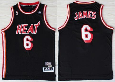 Miami Heat 6 LeBron James Black Hardwood Classics Revolution 30 Swingman NBA Jerseys Cheap