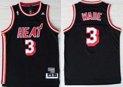 Miami Heat 3 Dwyane Wade Black Hardwood Classics Revolution 30 Swingman NBA Jerseys Cheap