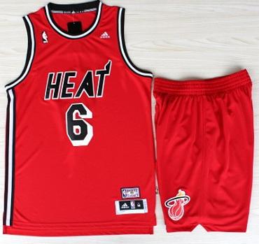 Miami Heat 6 LeBron James Red Hardwood Classics Revolution 30 Swingman NBA Suits Cheap