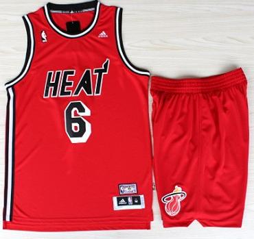 Miami Heat 6 LeBron James Red Hardwood Classics Revolution 30 Swingman NBA Suits