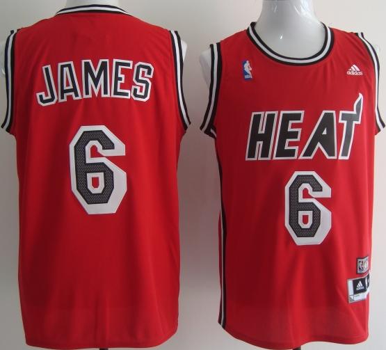 Miami Heat 6 LeBron James Red Hardwood Classics Revolution 30 Swingman NBA Jerseys Cheap