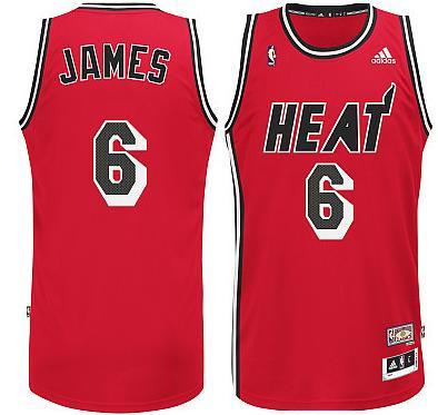 Miami Heat 6 LeBron James Red Hardwood Classics Nights Swingman NBA Jersey Cheap