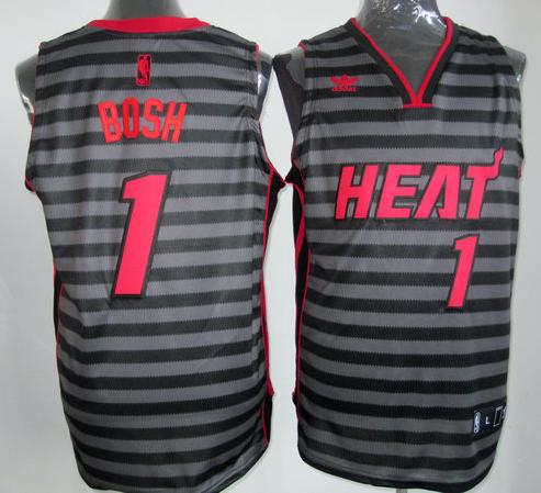 Miami Heat 1 Chris Bosh Grey Whith Black Strip Revolution 30 Swingman NBA Jerseys Cheap