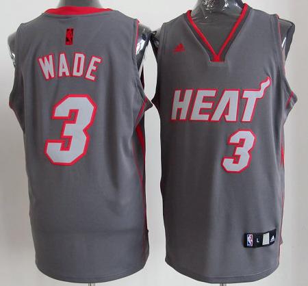 Miami Heat 3 Dwyane Wade Grey Revolution 30 Swingman NBA Jerseys Cheap