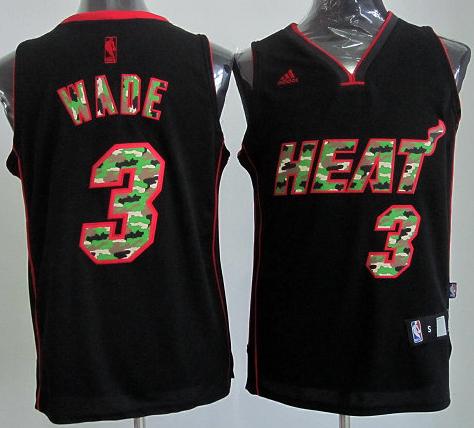 Miami Heat 3 Dwyane Wade Black Revolution 30 Swingman NBA Jerseys Camo Number Cheap
