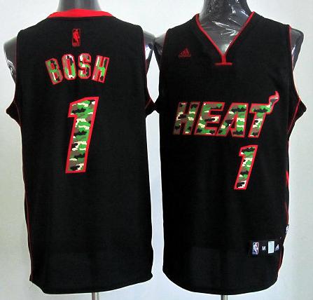 Miami Heat 1 Chris Bosh Black Revolution 30 Swingman NBA Jerseys Camo Number Cheap