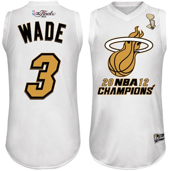 Miami Heat 3 Dwyane Wade White 2012 Fianls Champions NBA Jerseys-1 Cheap