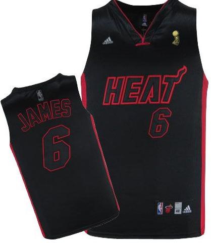 Miami Heat 6 LeBron James Black With BlackRed Number 2012 Fianls Champions NBA Jerseys Cheap