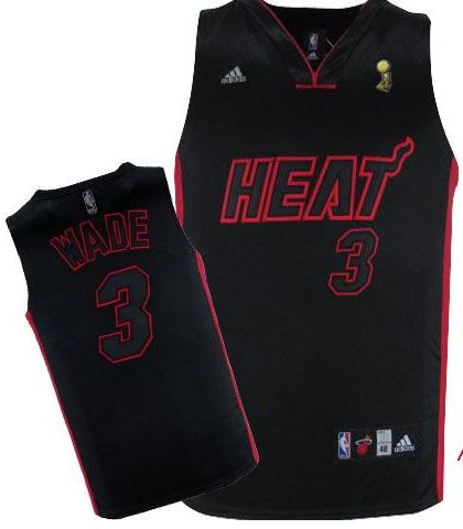 Miami Heat 3 Dwyane Wade Black With BlackRed Number 2012 Fianls Champions NBA Jerseys Cheap