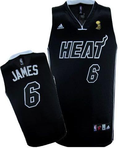 Miami Heat 6 LeBron James Black With White Shadow 2012 Fianls Champions NBA Jerseys Cheap