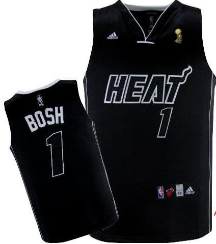 Miami Heat 1 Chris Bosh Black With White Shadow 2012 Fianls Champions NBA Jerseys Cheap